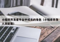 小程序开发者平台中成员的角色（小程序开发人员配置）